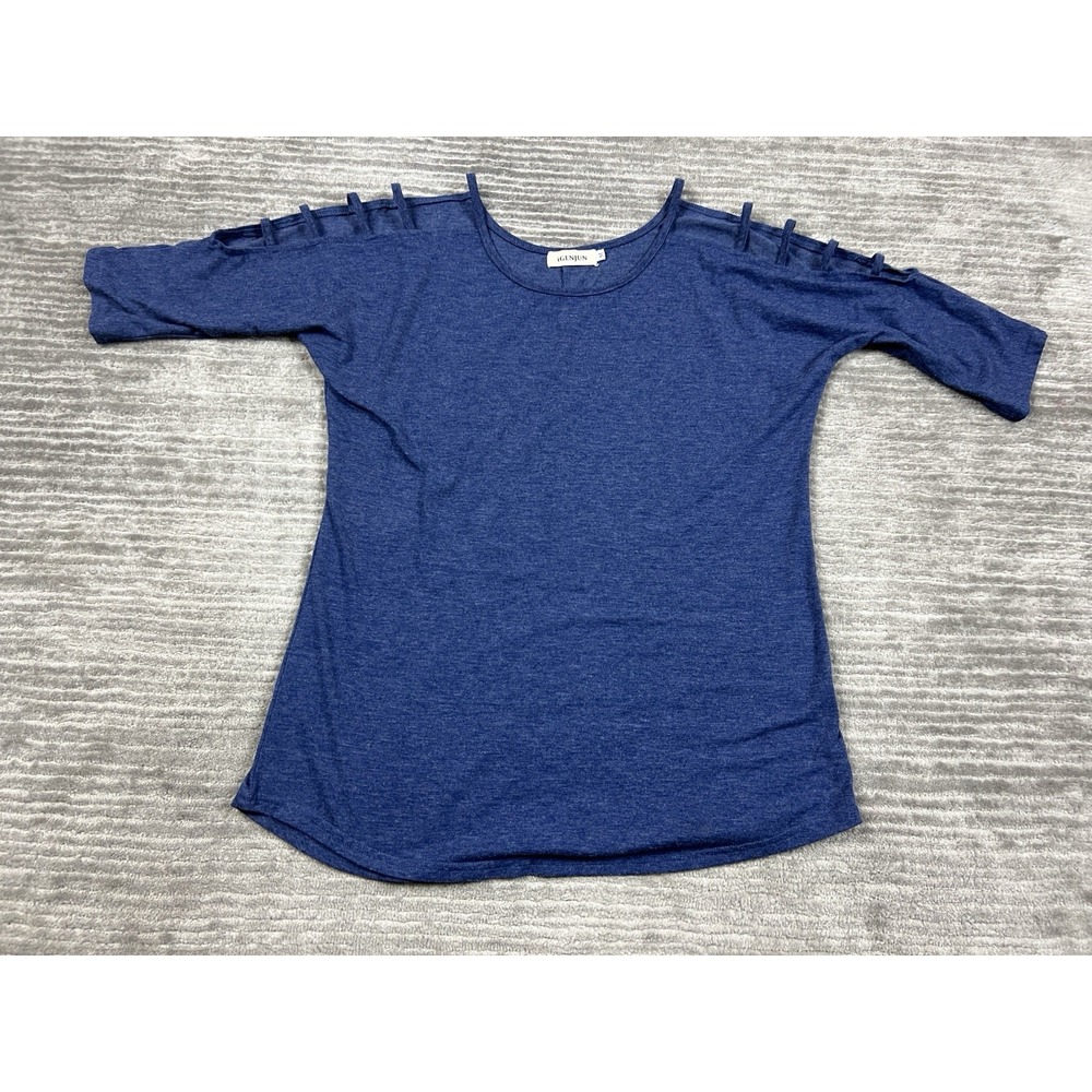 iGenJun Top Womens Medium Blue‎ Half Sleeve Polyester Blend Casual